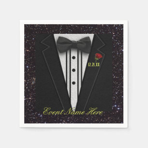 Zwarte Tuxedo en Night Sky aanpassen Servetten
