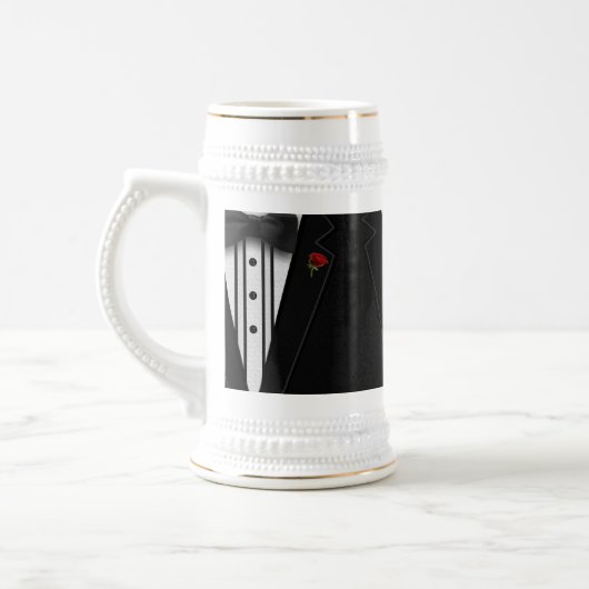 Zwarte Tuxedo met Bow-Stropdas Bierpul (Links)