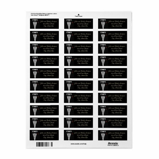 Zwarte Tuxedo met Bow-Stropdas Etiket (Full Sheet)