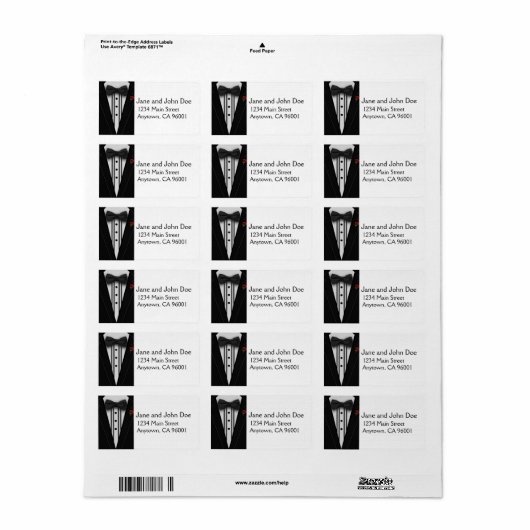 Zwarte Tuxedo met Bow-Stropdas Etiket (Full Sheet)