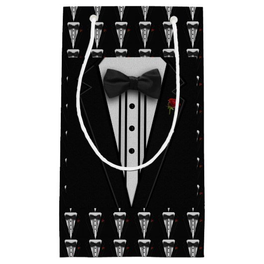 Zwarte Tuxedo met Bow-Stropdas Klein Cadeauzakje (Voorkant)