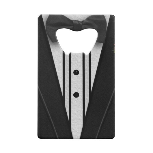 Zwarte Tuxedo met Bow-Stropdas Kredietkaart Flessenopener (Achterkant)