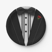 Zwarte Tuxedo met Bow-Stropdas Papieren Bordje (Voorkant)