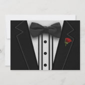 Zwarte Tuxedo met Bow Stropdas Red Rose Kaart (Achterkant)