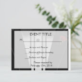Zwarte Tuxedo met Bow-Stropdas RSVP Kaartje (Staand voorkant)