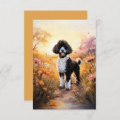Zwarte Tuxedo Poedel op een Path Note Kaart (Voorkant / Achterkant)