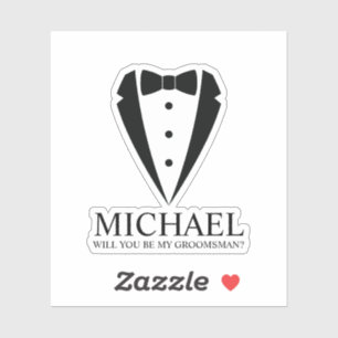 Zwarte Tuxedo Suit Gepersonaliseerde Groomsman Voo Sticker