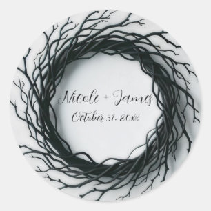 Zwarte Twig Elegant Herfst Halloween Eetfeestje Ronde Sticker
