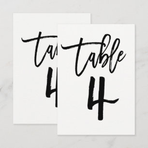 Zwarte typ trendy modern script tafelnummer 4