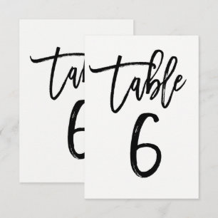 Zwarte Type Trendy Moderne Script Tafel Nummer 6 Kaart