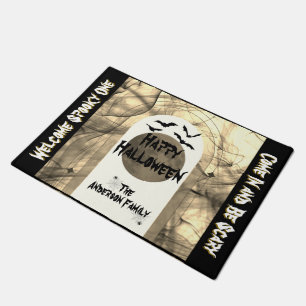 Zwarte Typografie Bats Spider Moon Happy Halloween Deurmat