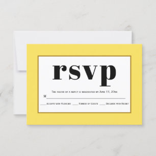 Zwarte typografie gele bruiloft RSVP-kaart RSVP Kaartje