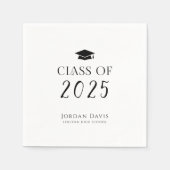 Zwarte typografie Klasse van 2025 Modern Afstudere Servet (Voorkant)