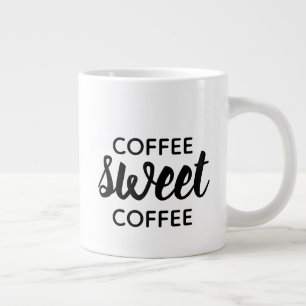 Zwarte typografie koffie zoete koffie drinker extra grote beker