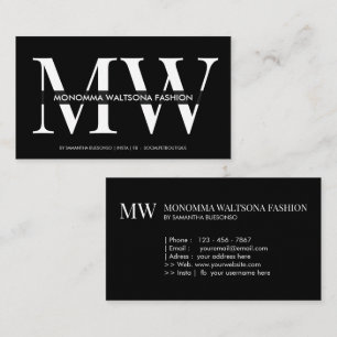 Zwarte typografie monogram lettering naam visitekaartje