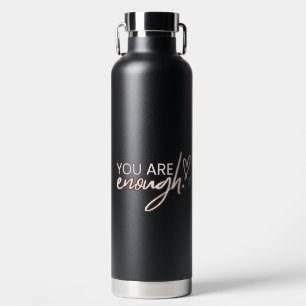Zwarte Typografische Self-care Quotes Waterfles