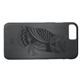 Zwarte Uil over Metallic geborsteld aluminium-mono Case-Mate iPhone Case (Achterkant (Horizontaal))