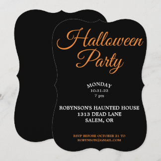 Zwarte uitnodiging voor Halloween Party