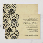 Zwarte uitnodiging voor het huwelijk (Voorkant / Achterkant)