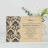 Zwarte  uitnodiging voor het huwelijk (Staand voorkant)