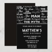 Zwarte uitnodiging voor zijn 48e verjaardag Mythe  (Voorkant / Achterkant)