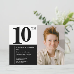 Zwarte uitnodigingen voor 10de verjaardag Elegant