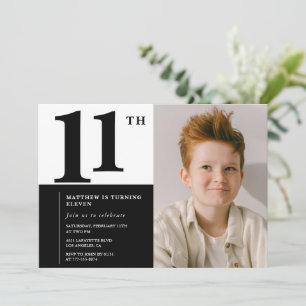 Zwarte uitnodigingen voor 11de verjaardag Elegant