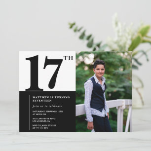 Zwarte uitnodigingen voor 17e verjaardag Elegant C