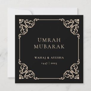 Zwarte Umrah Mubarak Vintage Frame Kaart