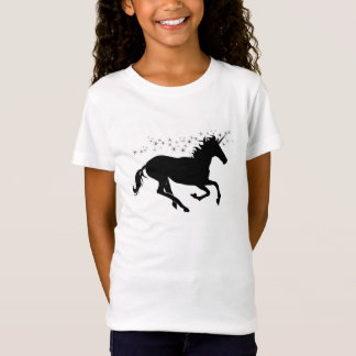 Zwarte Unicorn met Magische Sterren T-shirt