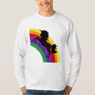 Zwarte unicorn Silhouette Mannen Lange hoes T-shirt