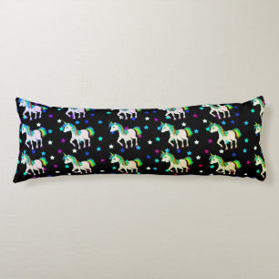 Zwarte Unicorns & Star Print Body Pillow Lichaamskussen