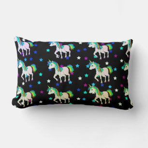 Zwarte Unicorns & Star Print Lumbar Pillow Kussen