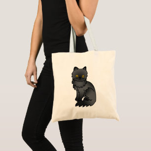 Zwarte vachtkleur Perzische kat Cartoon Illustrati Tote Bag