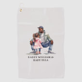 Zwarte vader en dochter Bond Golfhanddoek (Voorkant)