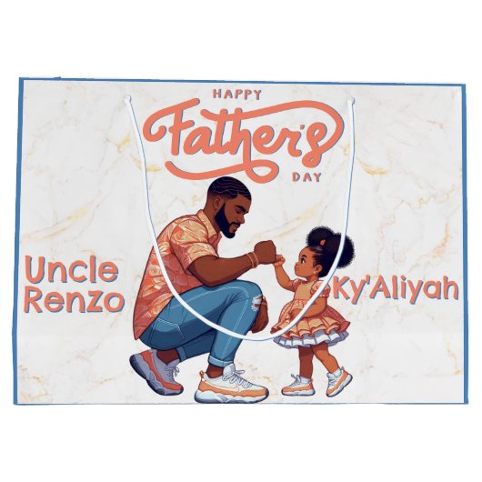 Zwarte vader en dochter vuist bult Sinaasappel & b Groot Cadeauzakje (Achterkant)