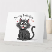 Zwarte Valentijnsdag Kat Kaart (Voorkant)