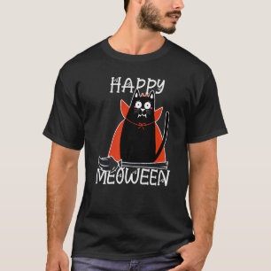 Zwarte Vampier Kat Op Een Bezem Halloween Voor Kat T-shirt