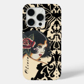 Zwarte Vector Damask  Meisje Case-Mate iPhone Case (Achterkant)