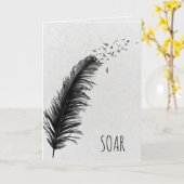 zwarte veer en vogels Afstuderen Kaart (Gele Bloem)