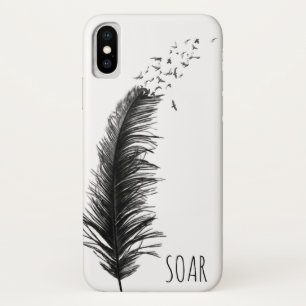 zwarte veer met vogels iPhone x hoesje
