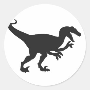Zwarte velociraptor dinosaur - Kies achterkleur Ronde Sticker