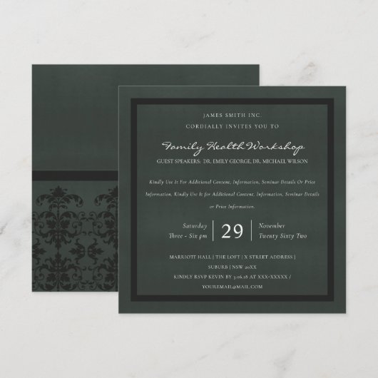 ZWARTE VELVET BLACK DAMASK CLASSIC WORKSHOP EVAL KAART (Voorkant / Achterkant)