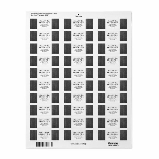 Zwarte verbinding met houtskool, grijs Pinstripe T Etiket (Full Sheet)