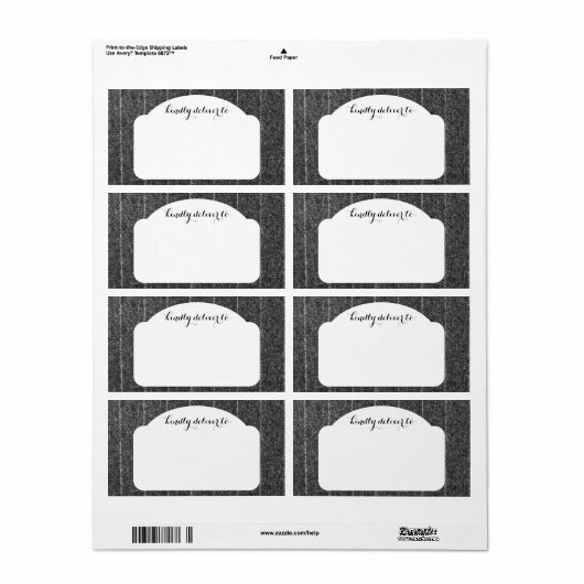 Zwarte verbinding met houtskool, grijs Pinstripe T Etiket (Full Sheet)