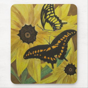 zwarte verf met butterflys-waterverf muismat
