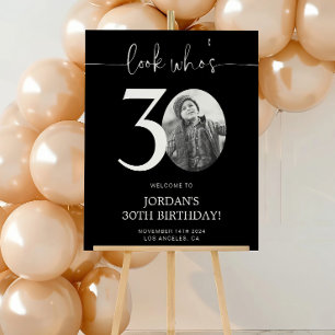 Zwarte verjaardags welkom bord Kijk wie 30 is Perfect Poster