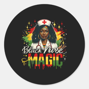 Zwarte Verpleegster Afro Koningin Zwarte Geschiede Ronde Sticker