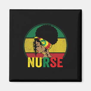 Zwarte verpleegster vrouw Afro Melanine Vintage Zw Magneet