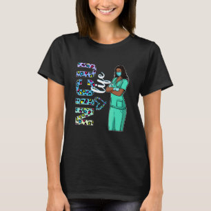 Zwarte verpleegstersuniform voor vrouwen Afro Afri T-shirt